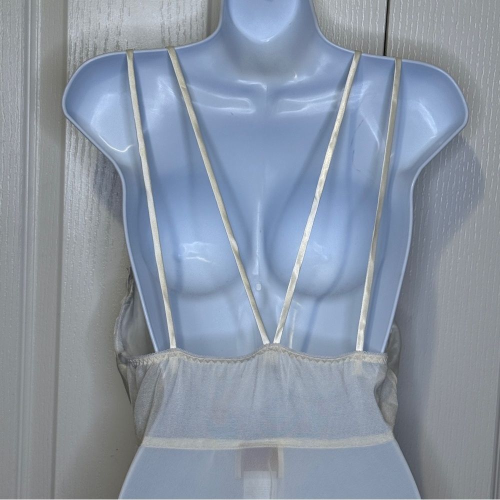 Vintage California Dynasty Elegant Ivory Cream Lace Chemise Applique Detail L - Picture 7 of 12